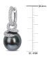 ფოტო #3 პროდუქტის Cultured Tahitian Pearl (10-11mm) & Diamond (1/2 ct. t.w.) Coiled Huggie Hoop Earrings in 14k White Gold