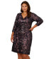 Фото #3 товара Plus Size Beaded V-Neck 3/4-Sleeve Sheath Dress