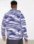 Фото #2 товара WESC polar fleece jacket in blue & white stripe pattern