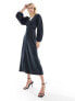 Фото #5 товара Closet London Tall balloon sleeve midaxi dress in midnight navy