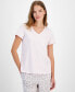 Фото #1 товара Women's Solid V-Neck Short-Sleeve Sleepwear Top, Created for Macy's