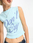 COLLUSION don't cry slogan vest in blue