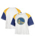 ფოტო #1 პროდუქტის Women's Cream Distressed Golden State Warriors Premier Raglan Cropped T-shirt