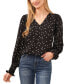 Фото #1 товара Women's Lovely Hearts Smocked Cuff V-Neck Blouse