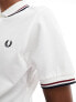 Fred Perry twin tipped logo polo in white/red/navy