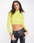 Фото #1 товара Bershka wide rib roll neck jumper in lime green