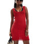 Фото #1 товара Stradivarius crochet mini dress in red