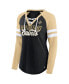 Фото #2 товара Women's Black, Gold New Orleans Saints True to Form Raglan Lace-Up V-Neck Long Sleeve T-shirt