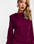 Фото #4 товара ASOS DESIGN high neck velvet drape mini dress in berry