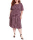 Plus Size Printed Short-Sleeve Midi Dress
