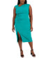Фото #1 товара Plus Size Asymmetrical-Neck Midi Dress
