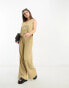 Фото #2 товара 4th & Reckless Petite exclusive plisse wide leg trouser co-ord in camel