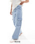 DTT Petite Dom straight leg cargo jeans in blue