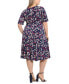 Фото #4 товара Plus Size Printed Jersey A-Line Midi Dress