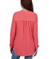 Фото #2 товара Petite Y-Neck with Rounded Hem Long Sleeve Pleat Front Top