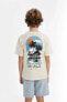 Фото #4 товара Детская футболка defacto Regular Fit с коротким рукавом с принтом велосипедного воротника