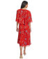 Фото #2 товара Women's Floral-Print Draped-Sleeve Dress