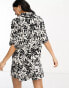 Lindex resort printed shirt co-ord in black and white