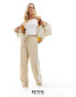 River Island Petite wide leg jogger trouser with side stripe in beige