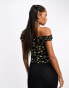 Фото #6 товара Motel buttercup print ruffle bandeau top in black