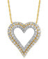 ფოტო #1 პროდუქტის Diamond Double Heart 17-1/2" Pendant Necklace (1 ct. t.w.) in 10k Gold & White Gold