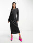 Monki long sleeve cross back dress in black