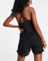 Topshop crochet trim beach playsuit in black