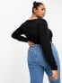 Фото #3 товара ASOS DESIGN Curve long sleeve wrap top in black