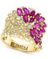 ფოტო #1 პროდუქტის EFFY® Ruby (2-1/3 ct. t.w.) & Diamond (2-1/3 ct. t.w.) Marquise Floral-Inspired Cluster Ring in 14k Gold