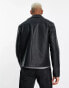Фото #4 товара ASOS DESIGN faux leather biker jacket in black