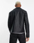 ASOS DESIGN faux leather biker jacket in black