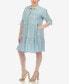 Фото #3 товара Plus Size Long Sleeve Tiered Midi Shirt Dress