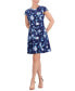 ფოტო #3 პროდუქტის Petite Floral-Print Cap-Sleeve Dress