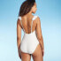 Фото #3 товара Women's Ruffle Plunge One Piece Swimsuit - Shade & Shore Off-White M