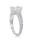 Sterling Silver Baguette CZ Emerald-Cut Open Band Engagement Ring