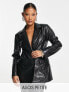 Фото #1 товара ASOS DESIGN Petite fitted leather look blazer in black