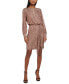 Фото #3 товара Women's Sequin Blouson-Sleeve Boat-Neck Dress