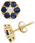 ფოტო #9 პროდუქტის Sapphire (1-1/5 ct. t.w.) and White Sapphire (1/6 ct. t.w.) Flower Stud Earrings in 14k Gold (Also Available in Emerald and Ruby)