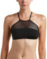 Фото #1 товара Dolce Vita Women's 237640 High Neck Mesh Bra Black Bikini Top Swimwear Size S