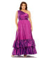 ფოტო #1 პროდუქტის Women's Plus Size One Shoulder Asymmetrical Ruffle Hem Gown