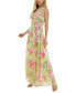 Juniors' Floral Print Sleeveless Tiered Maxi Dress