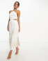 Фото #6 товара ASOS EDITION satin halter floral embroidered midi dress with cut out back in ivory