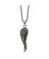Фото #2 товара Chisel black Crystal Wing Pendant 25.5 inch Cable Chain Necklace