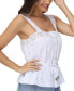 ფოტო #3 პროდუქტის Women's Cotton Lace-Trim Peplum Tank