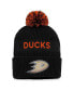 ფოტო #1 პროდუქტის Men's Black, Orange Anaheim Ducks 2022 NHL Draft Authentic Pro Cuffed Knit Hat with Pom