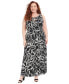 Фото #1 товара Plus Size Floral-Print Halter-Neck Maxi Dress