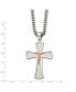 ფოტო #3 პროდუქტის Brushed Yellow IP-plated Crucifix Pendant Curb Chain Necklace