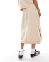 Фото #4 товара Reclaimed Vintage unisex linen look midi skirt in stone