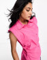 ASOS DESIGN sleeveless shirt with ruched side in hot pink