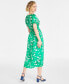 Фото #4 товара Women's Printed V-Neck Short-Sleeve Midi Dress, Created for Macy's